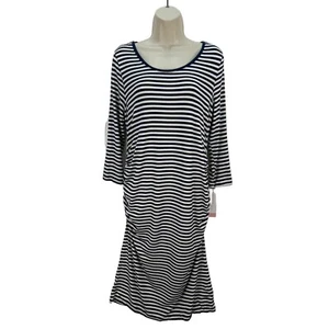 Liz Lange Maternity White Navy Striped Long Sleeve Dress Size M NWT - Picture 1 of 8