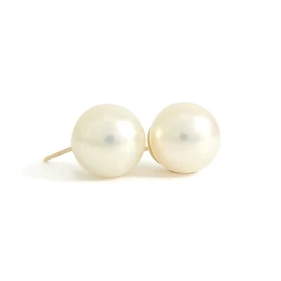 Round Cultured Pearl Stud Earrings 14K Yellow Gold, 9.5 mm - Image 1 of 4
