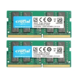 64GB (2X 32GB ) Crucial DDR4 3200MHz PC4-25600 SODIMM Memory Ram CT32G4SFD832A - Picture 1 of 7