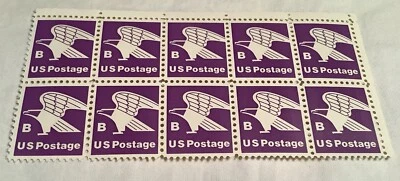 Block of 10 USPS Postage Stamps B Eagle s1818 MNH 1981 Violet - Image 1 of 3
