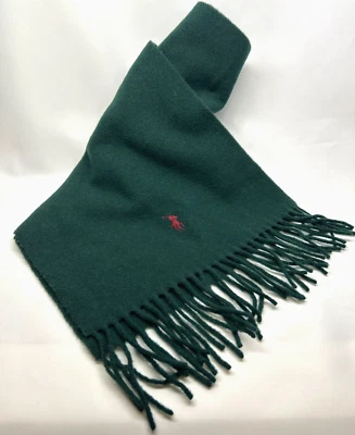 Ralph Lauren Hombres Mujeres Bufanda Polo Lana Silenciador Italia [Como Nuevo] Verde 65"" x 11.8"" Foto 1 de 4