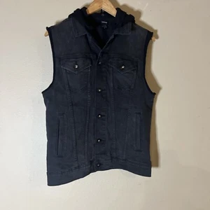 Disney’s Peter Pan Captain Hook Denim Vest Black With Hoodie Size XS - Picture 1 of 3