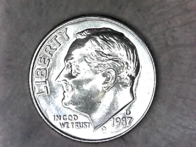 UNITED STATES-UNC.-1987 "D" Roosevelt-Copper-nickel clad copper coin--KM# 195a - Image 1 of 3