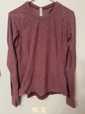 Camisa Lululemon Mujer Manga Larga Jaspeada Frambuesa Talla 8 Foto 1 de 4