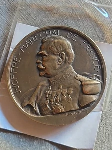 MÉDAILLE BRONZE 1914 MARÉCHAL JOFFRE PAR HENRY NOCQ (1869-1942) - Picture 1 of 5