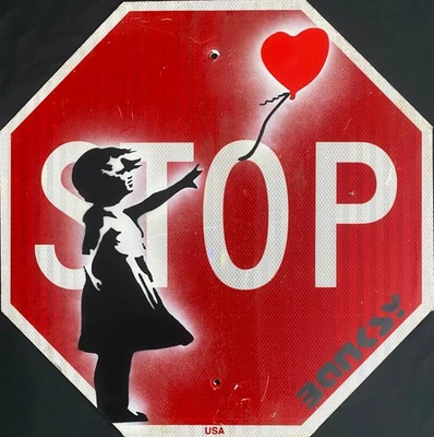 Pintura vintage rara grande de placa de rua Banksy 2012 - Imagem 1 de 4