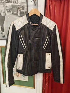 Rare Vintage black and white  Men's Leather Jacket Size M ( EU 50 ) - Picture 1 of 19