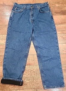 Carhartt Pants Relaxed Fit Fleece Lined Jeans B155 DST Men’s Sz 36x30 Warm Work - Foto 1 di 8