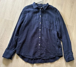 J. Crew Garcon klassische Passform Gaze Hemd aus Baumwoll-Leinen-Mischung ~ marineblau ~ Größe 12 - Bild 1 von 10