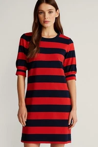 Ralph Lauren LRL NWT Striped Shirt Dress Navy & Red Size M - Picture 1 of 5