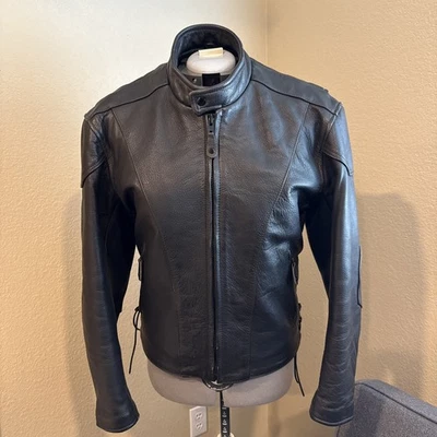 Chaqueta de cuero River Road para motocicleta negra talla 40 forro acolchado ¡¡¡Impresionante!!!! Foto 1 de 4