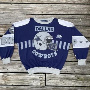 Vintage 90s Dallas Cowboys Starter All Over Print Crewneck Sweatshirt XL - Picture 1 of 10