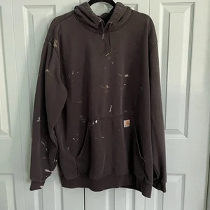 Heavily Distressed Men’s Carhartt Pullover Hoodie Sweatshirt XL Black - Picture 1 of 9