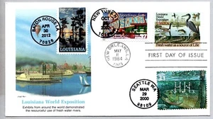 #4667 #3713 #2086 LOUISIANA EXPO #3378d CUTTHROAT TROUT NAKANO PERFINS COMBO FDC - Picture 1 of 1