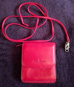 Red leather purse bag Gianni Conti 13x11cm - Picture 1 of 8