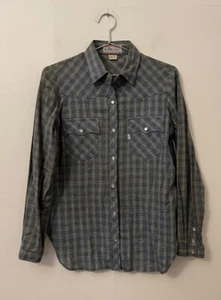 Vintage Levi Strauss Co. Sierra Humps & Saddlery Medium Plaid Pearl Snap 1970s - Picture 1 of 8