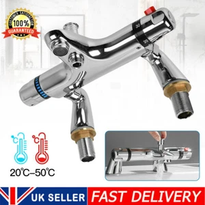 Chrome Bathroom Thermostatic Bath Shower Mixer Taps Deck Mounted Valve Bar Tap - Picture 1 of 12