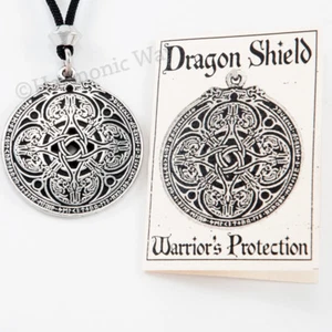 RUNE DRAGON Pendant amulet Necklace RUNIC SHIELD Celtic Knot work Protective - Picture 1 of 3