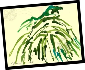 Lady in Green Dress slipper chair 2015 Contemporary Art PAINTING SIGNED abstract - Picture 1 of 12