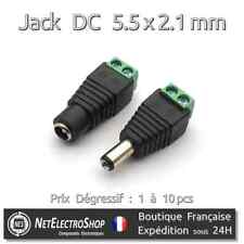 Fiche Jack 5.5x2.1mm Mâle / Femelle connecteur alimentation DC Bornier à vis 12V