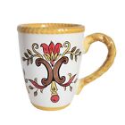 Pier 1 Oralia Coffee Mug Cup Earthenware Large P1 Fall Floral Twist Handle Euc