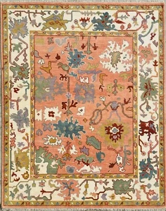 Handmade Wool Pile Turkish Orange Oushak Design Traditional Oriental rug ForHome - Picture 1 of 23