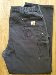 Salopette Carhartt Doppio Ginocchio Nero Carpentiere Pantalone da Lavoro Tela Uomo 42X32 Vestibilità. - Foto 1 di 7