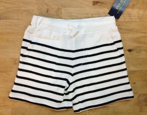 $45 Ralph Lauren Little Girls’ Striped Shorts,White with Navy Stripes, Size 4/4T - Picture 1 of 1