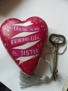 THERE IS NO FRIEND LIKE A SISTER HEART WITH OLD TIME KEY - Picture 1 of 2