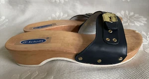 ¿Cuero azul estilo DR SCHOLLS? Sandalias de madera talla 7 - Imagen 1 de 10