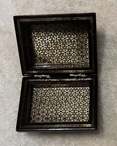 Intarsien Intarsien Naher Osten schwere Holz Klappkiste Innen/Außen Design - Bild 1 von 7