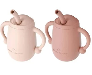 Pack of 2 Silicone Baby Training Cup Shatterproof Toddler Sippy Cups with Str... - Picture 1 of 6