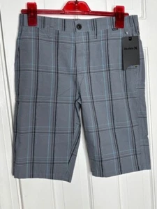 New $42 HURLEY Puerto Rico Plaid Skater Shorts Cool Gray Boys 20 - Picture 1 of 3