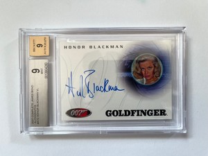 The Complete James Bond Honor Blackman in Goldfinger Autograph Card A72 BGS 9