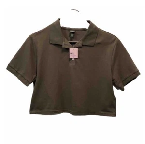 Wild Fable Cropped Short Sleeve Collar Polo XS New Olive Green Summer Uniform 1 - Picture 1 of 12