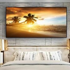 Coconut Tree Sunsets Sea Beach Landscape Posters Prints Canvas Painting Wall Art