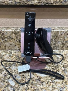 Controller OEM Ufficiale Nintendo Wii Motion Plus Nero + Nunchuck Autentico - Foto 1 di 4
