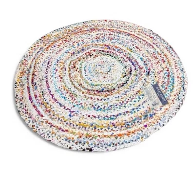 Tapete de área trançado redondo Safavieh 4 pés feito à mão 100% algodão multicolorido - Imagem 1 de 4
