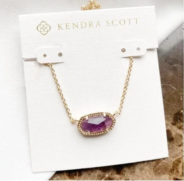 Ожерелье с подвеской Kendra Scott Elisa позолота фиолетовый аметист новое - Изображение 1 из 1
