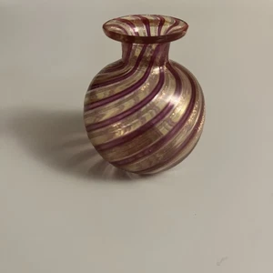 Vintage Italian Venetian Hand Blown Latticino Art Glass Bottle Red & Gold - Picture 1 of 4