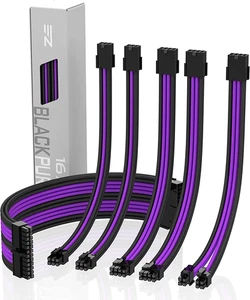 PSU Cable Extension Kit Sleeved Cable Custom Power Supply Sleeved Extension 16 A - Afbeelding 1 van 12