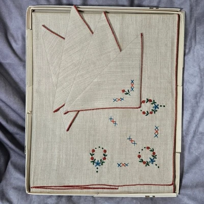 Juego de Té Mantel Servilletas Bronceado Floral Vintage Retro MCM Granny Core Foto 1 de 4