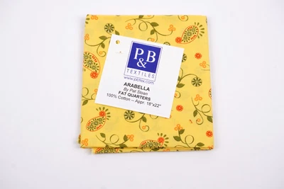 Pbtex Textiles Arabella Pat Sloan Yellow Paisley 100% Cotton Fabric Size 18"x22" - Image 1 of 3