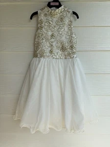Speechless Evening Occasion Dress White Gold Lace Preppy 7 Years Girls - Picture 1 of 9