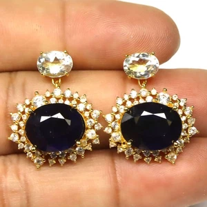 925 Sterlingsilber Blau Saphir, Topas & Zirkonia Schmuck Ohrringe - Bild 1 von 4