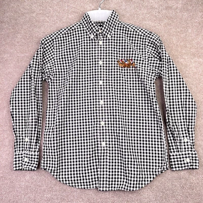 Camisa Ralph Lauren Triple Pony Juvenil M (12/14) Negra Cuadros Logo Abotonado Foto 1 de 4