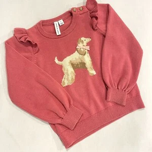 ~ Maglione JANIE e JACK 4 cani con volant e spalle*, maglia cotone malva, polsino a costine - Foto 1 di 16
