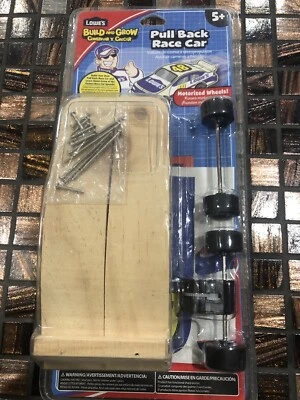 Lowe's #48 Build & Grow carro de corrida de madeira puxar para trás NOVO NA CAIXA - Imagem 1 de 4