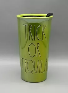 Rae Dunn Halloween Trick Or Tequila Iridescent Green Travel Tumbler with Lid NEW - Picture 1 of 9