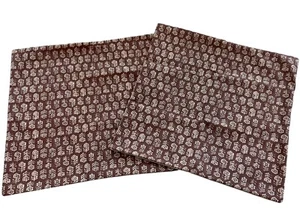 Pack of 2, Decorative Linen Throw Pillow Covers 17x17 Wine Red Floral & Beige - Picture 1 of 7